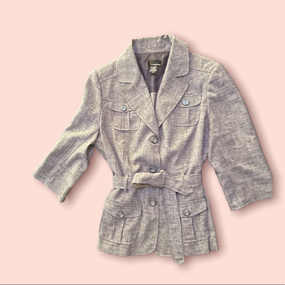 T. Milano 3/4 sleeve grey blazer jacket